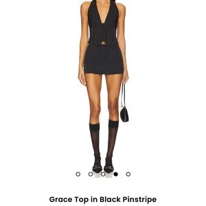 Lovers + Friends Black Pinstripe Top TOP ONLY size XS. Bottoms sold separately